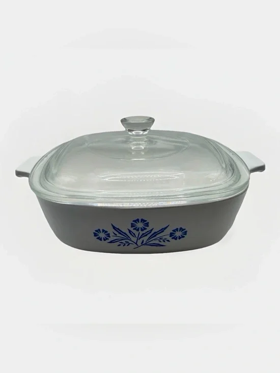 Vintage Corning Ware Blue 1 QT Cornflower P-1-B Baking Dish with Lid 9×7×3 USA
