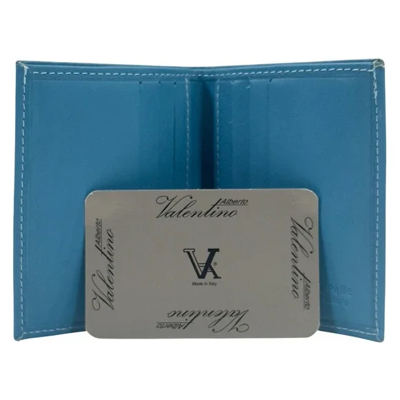 Alberto Valentino Italian Genuine Leather Teal Bifold Wallet Vera Pelle NWT