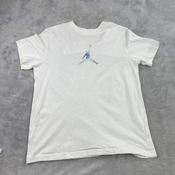 Jordan Jumpman 23 Graphic T-Shirt L White Men Basketball Streetwear Tee 2 Sided