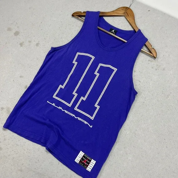 Nike Jordan Jumpman Mens Purple AJ11 Graphic Basketball Tank Top Shirt Large