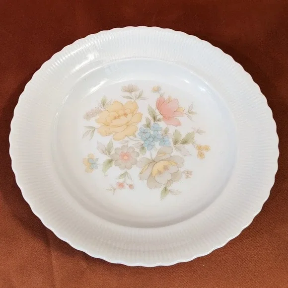 Vintage Ichiyama Toen Japan Floral Porcelain Soup Bowls Set of 6 Ribbed Edge