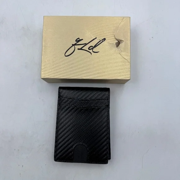 NEW QLD Minimalist Wallet RFID Carbon Fiber Pattern