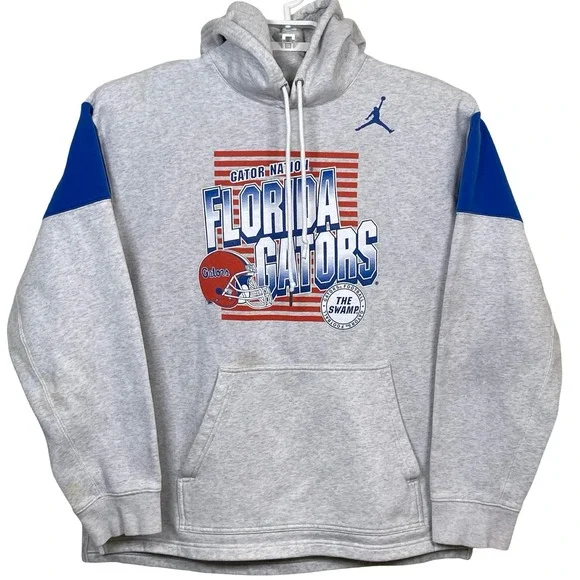 Vintage Air Jordan Florida Gators Hoodie M Gray Gator Nation The Swamp Pullover