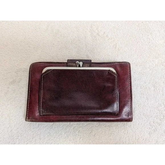 Royal Crest Leather Cowhide Clutch Wallet‎ Coin Purse Burgundy Women's