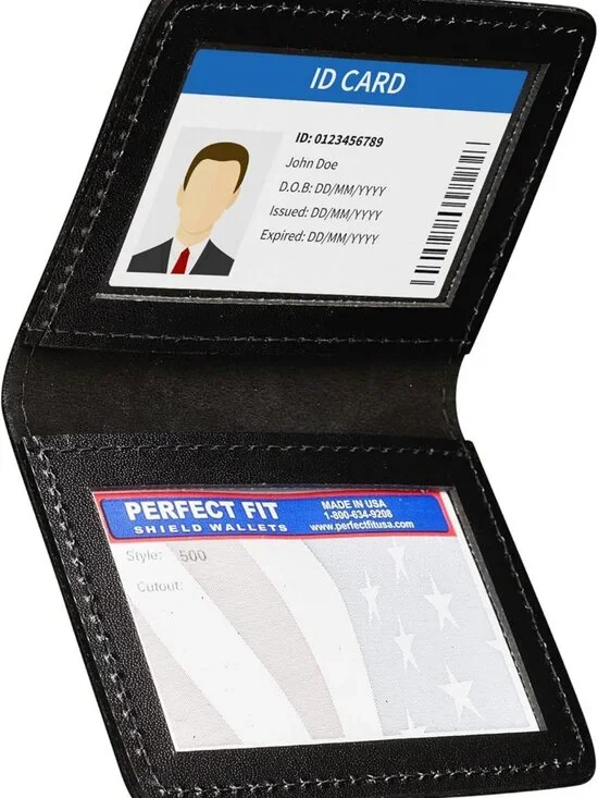 Slim Leather Bifold Wallet with 2 ID Slots, Dual Card Holder, Perfect Fit