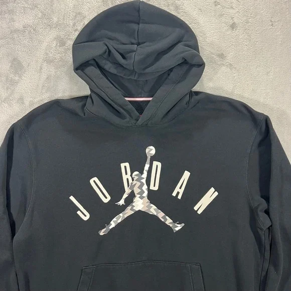JORDAN Hoodie Mens Large Black Jumpman Graphic Pullover FD7415-010