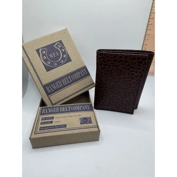Ranger Belt Company Mens Brown Pebble Grain Leather Trifold Wallet IWR-7T NEW