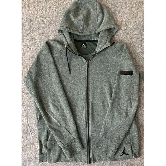Jordan Mens Icon Fleece Full Zip Hoodie Green 2016 809470-010 Size 2XL