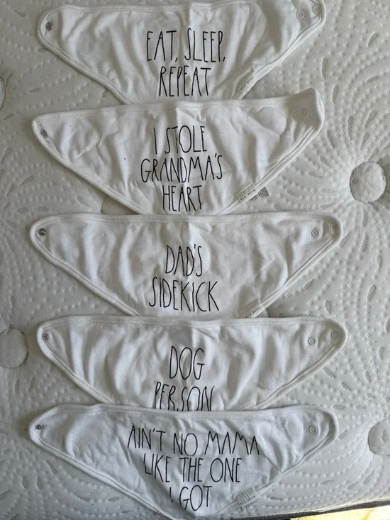 Set of 5 Rae Dunn Baby Bandana Bibs