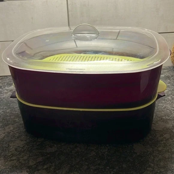Tupperware Oval Stack Cooker Microwave Meal Maker Set Purple Green. Poss….