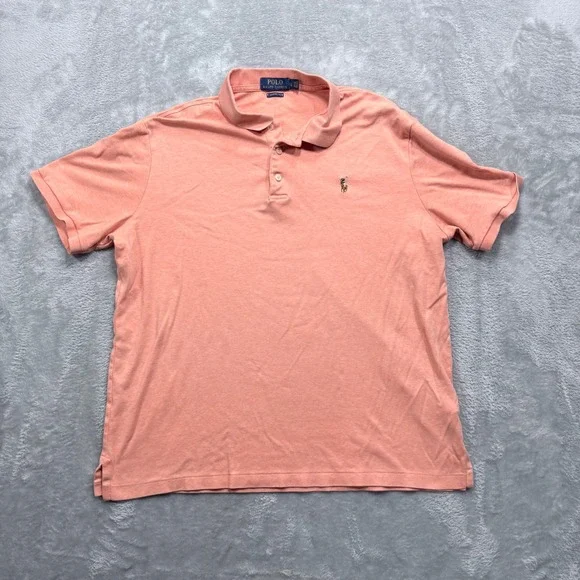 Polo Ralph Lauren Polo Shirt Mens Large Coral Orange Classic Fit Short Sleeve