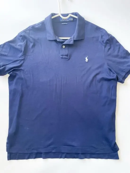 Men's Polo Ralph Lauren Navy Blue Pima Soft Touch Polo Shirt Size XL