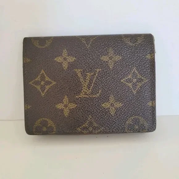 Vintage Louis Vuitton Unisex LV Brown Bi-Fold Leather Wallet Monogram Card Bill