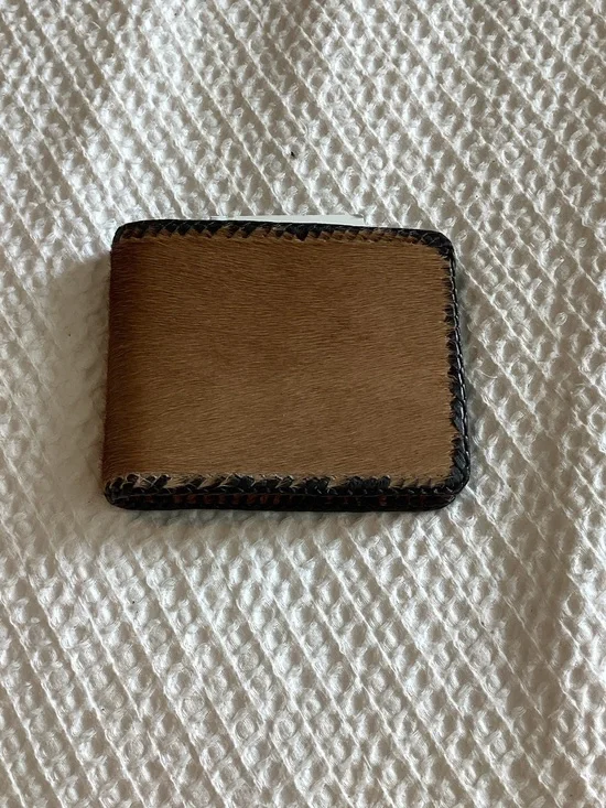 Men's Brown Hair-on Hide Bifold Wallet - Classic Leather Accent
