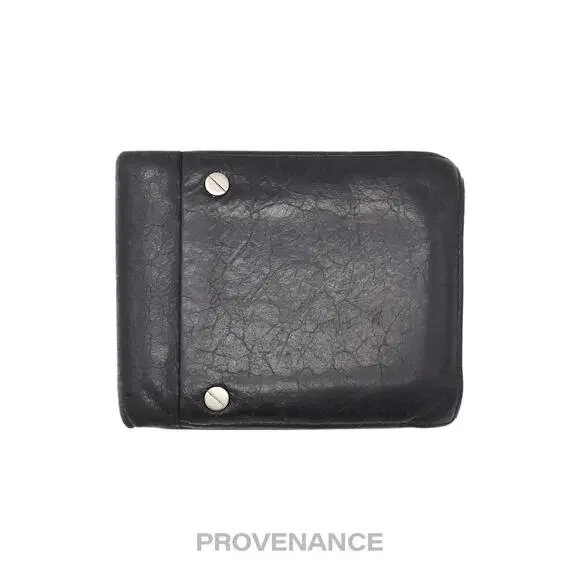 🔴 Balenciaga Screw Stud Bifold Wallet - Black Lambskin