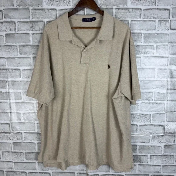 Polo Ralph Lauren 3XB Big Tan Heather Pique Short Sleeve Pony Logo Polo Shirt