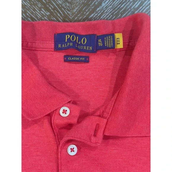 Polo Ralph Lauren Mens XL Classic Fit Polo Shirt Heather Red Short Sleeve Pony