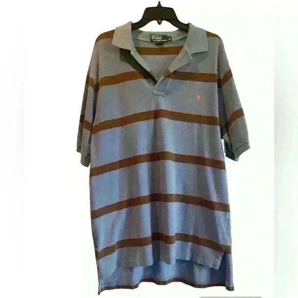 Polo by Ralph Lauren Men’s Polo Size Large/Tall color Blue with Brown stripes