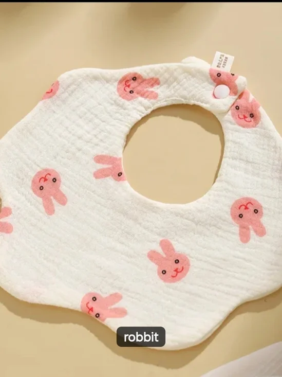 Bibs 3pr. Pink Bunny Print Baby Bib NWOT