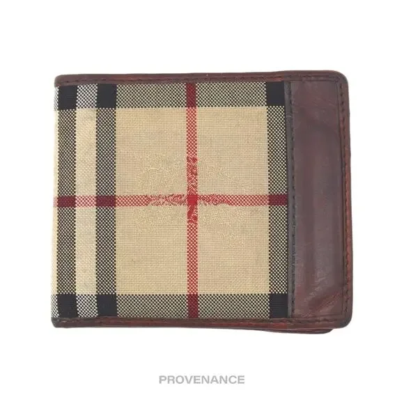 🔴 Burberry Nova Check Canvas Bifold Wallet - Brown
