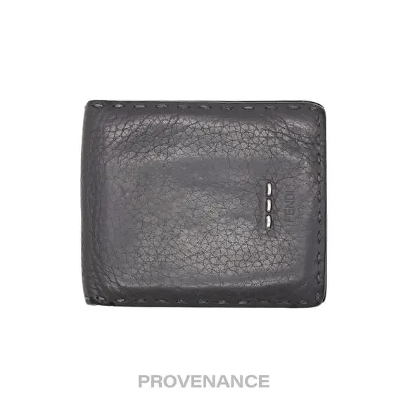 🔴 Fendi Selleria Bifold Wallet - Grey Roman Leather