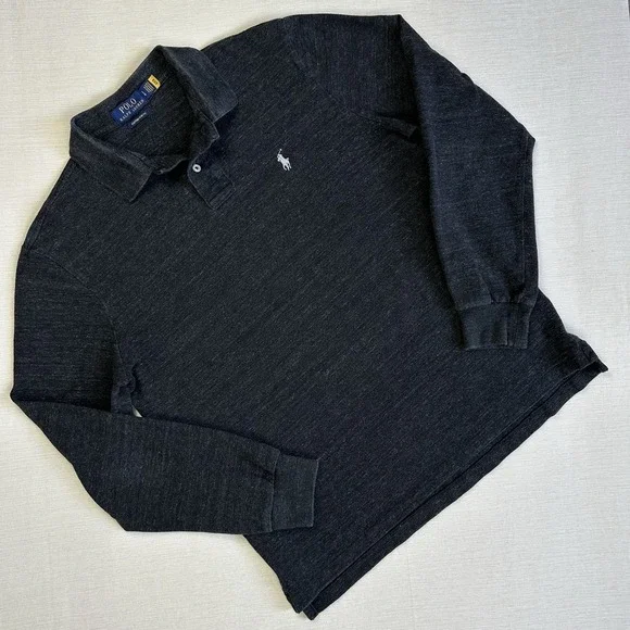 Polo Ralph Lauren Golf Polo Shirt Long Sleeve Slim Men L Gray Preppy Rugby
