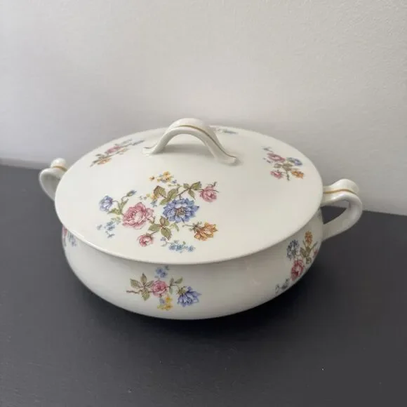 Haviland France ROSARIO Vintage Vegetable Serving Dish‎ Gold Trim Floral China