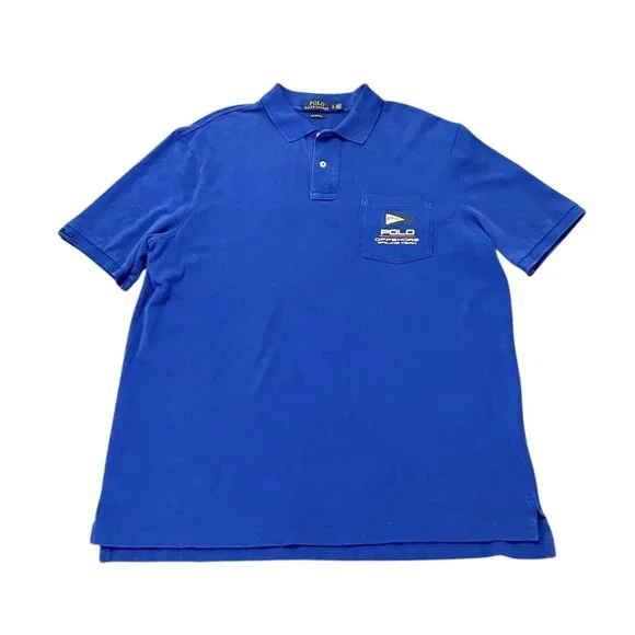 Polo Ralph Lauren Men's L Classic Fit P-15 Offshore Sailing Team Polo Shirt Blue