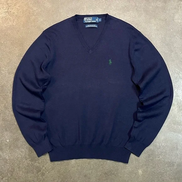 Vintage Polo Ralph Lauren Cotton V Neck Pullover Sweater