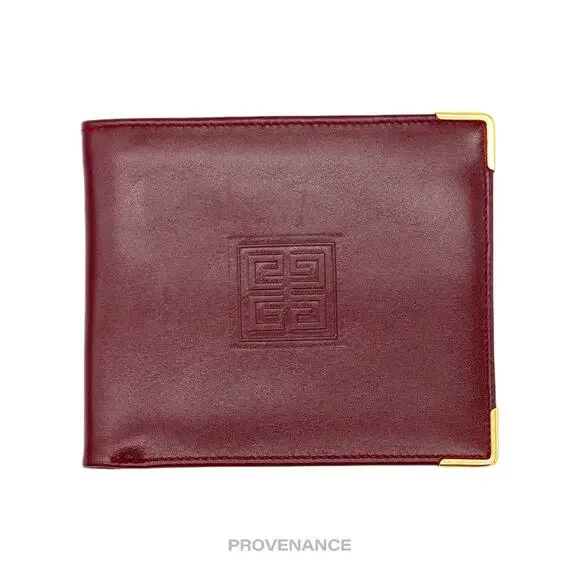 🔴 Givenchy Logo Bifold Wallet - Red Leather