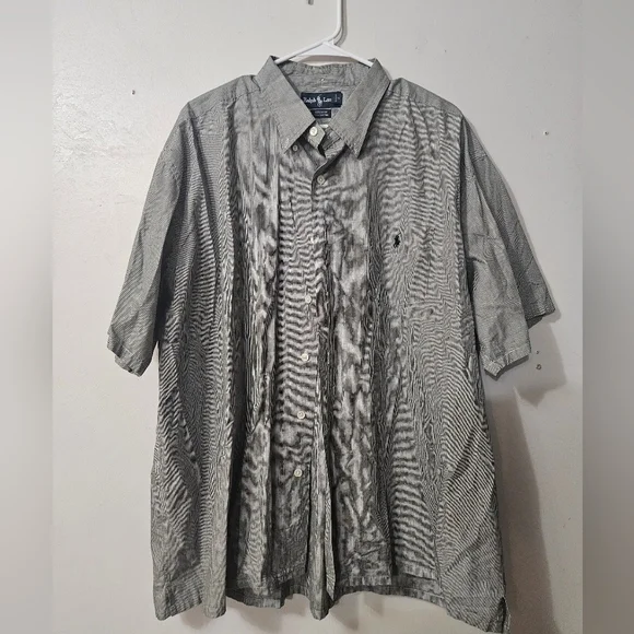 Polo by Ralph Lauren Men's Gray striped button down shirt!
