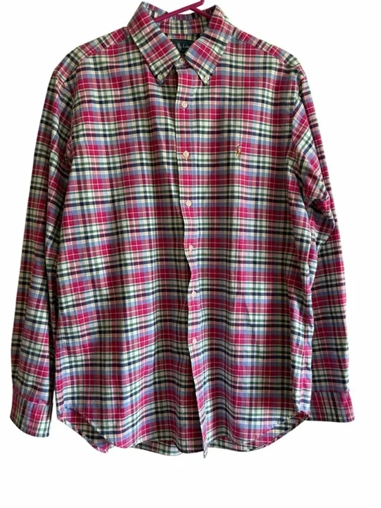 Polo by Ralph Lauren Pink and Green Plaid Button-Down Shirt