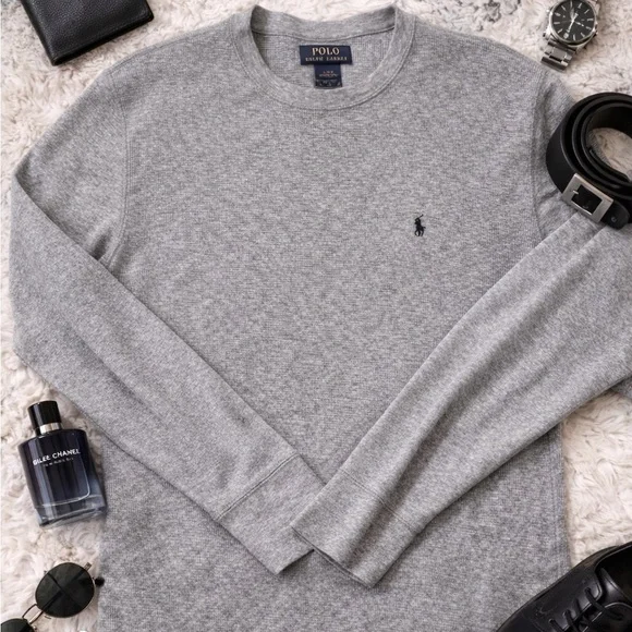 Polo Ralph Lauren Gray Waffle Knit Crewneck L