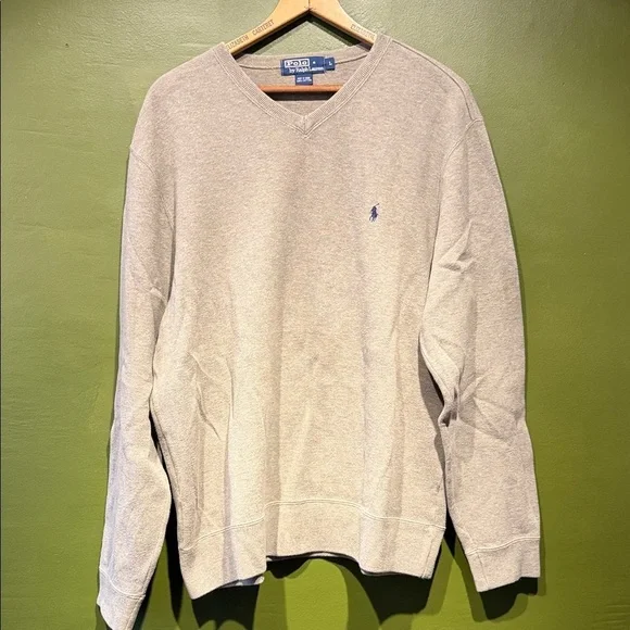 Polo by Ralph Lauren Men's Light Gray V-Neck Sweater