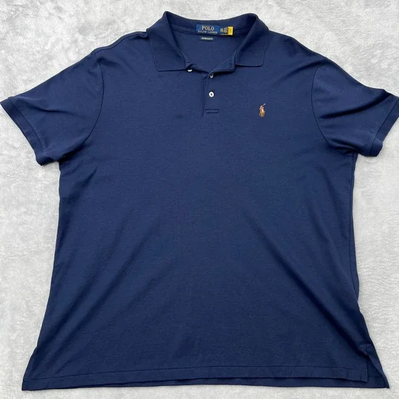 Polo Ralph Lauren Custom Slim Fit Polo Shirt Size 2XL Navy Blue Men Classic Logo