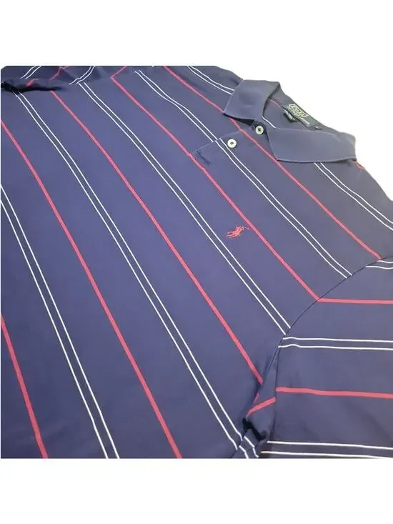 Polo Ralph Lauren Blue Stripe Polo Y2K Preppy Heritage L