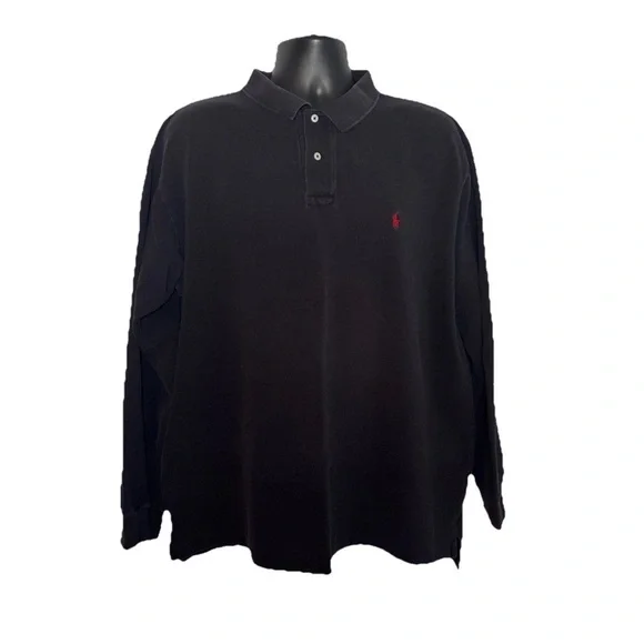 Polo Ralph Lauren Shirt Mens Sz 2XL Navy Blue Long Sleeve Polo Color Pony