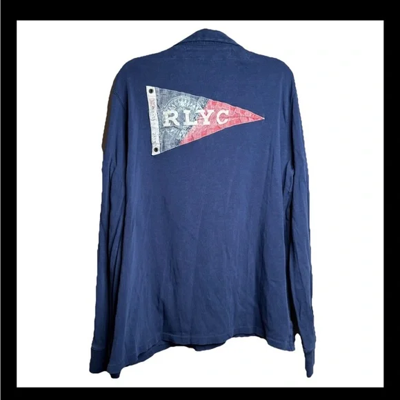 Polo Ralph Lauren RL Yacht Club Flag Patch Rugby Shirt Size XL