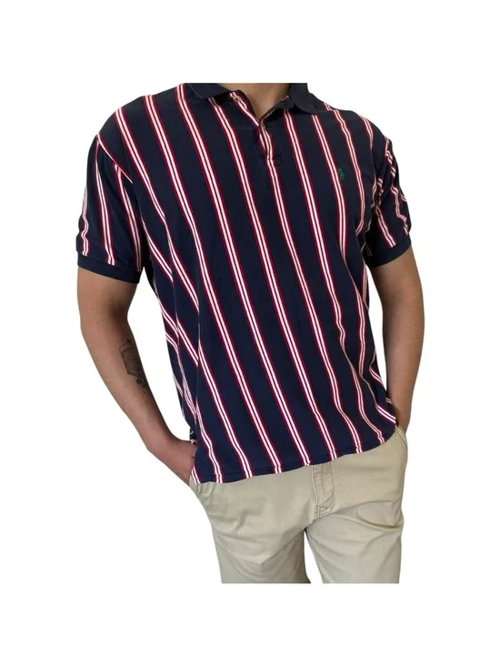 Vintage Polo Ralph Lauren Vertical Stripe Polo Shirt | men’s XL | 90s
