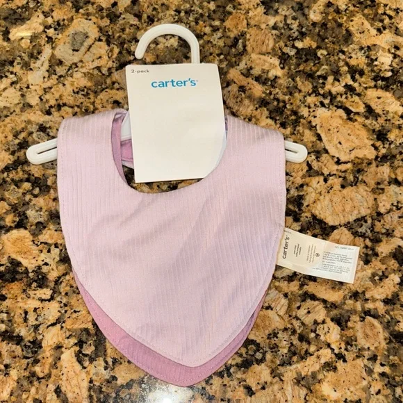 Carter's Lavender and Mauve Bib Set 2 pack NWT- great for a baby gift