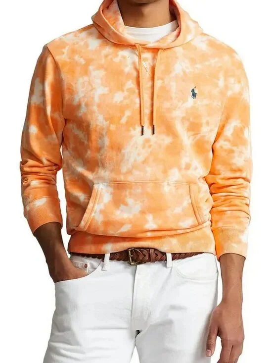 POLO Ralph Lauren Cotton Terry Tie Dye Hoodie in Sailing Orange