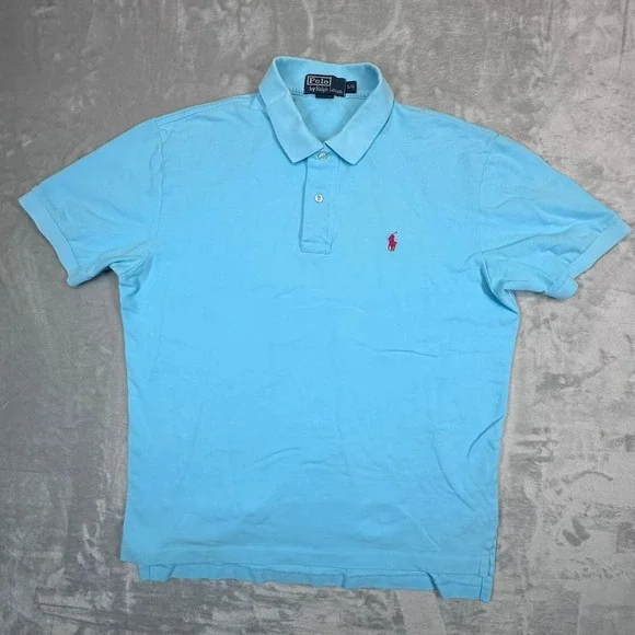 Polo Ralph Lauren Polo Shirt Mens L Blue Short Sleeve Pique Pony Logo Classic