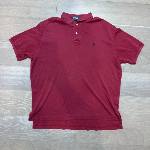 Polo Ralph Lauren Mens XL Burgundy Maroon Short Sleeve Pique Polo Shirt Cotton