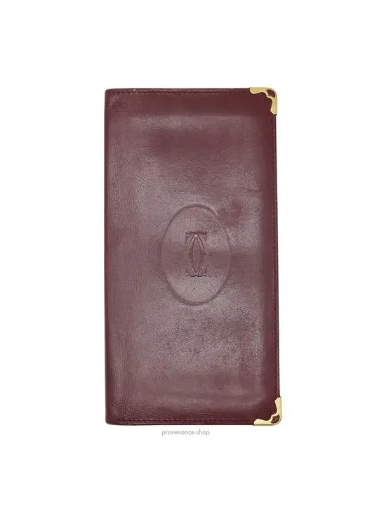 🔴 Cartier Long Wallet - Burgundy Calfskin Leather