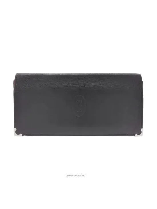 🔴 Cartier Long Wallet - Black Calfskin Leather