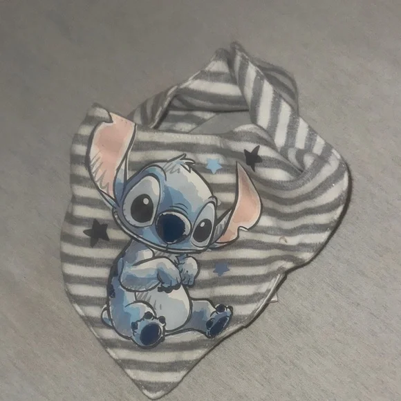 Kids 6M Disney Gray and Blue Bib with Cartoon Character.