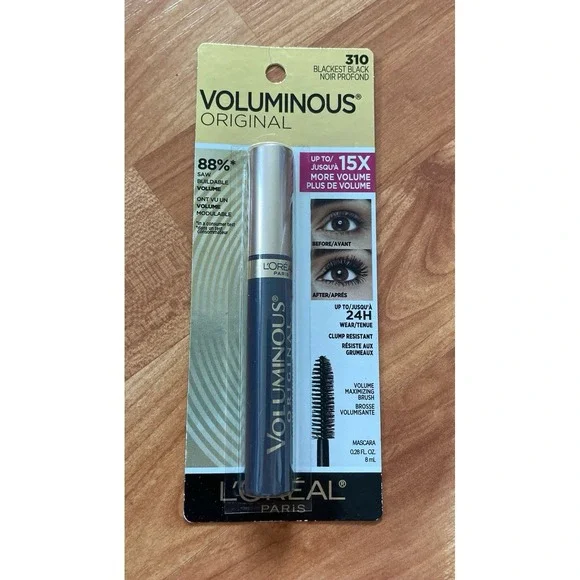 L'Oreal Paris Voluminous Waterproof Mascara, Blackest Black 310 NEW in‎ pkg NIB