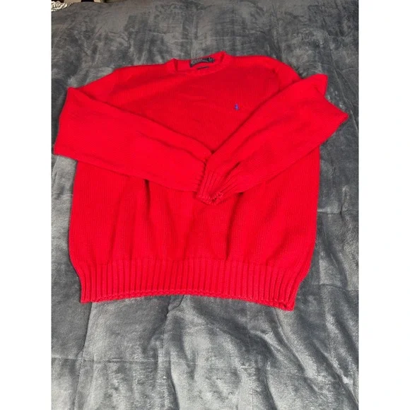Polo Ralph Lauren Mens XL Red Cotton‎ Knit Sweater Pullover Classic Fit