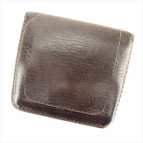 Louis Vuitton Bifold Brown leather Woman unisex Authentic Used