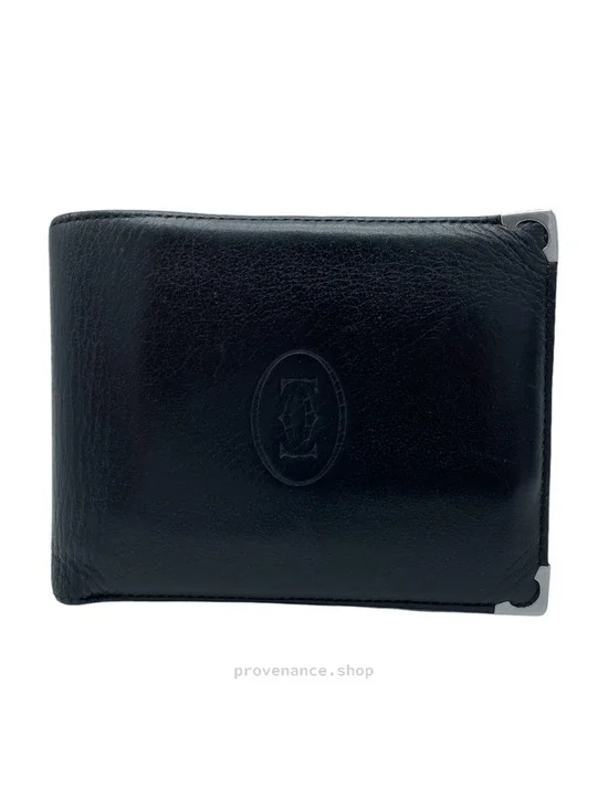 🔴 Cartier Bifold Wallet - Black & Burgundy Calfskin